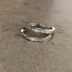 Hoop Earrings with Small Pave-set Stones Silver Medium White