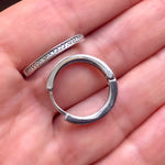 Hoop Earrings with Small Pave-set Stones Silver Large White