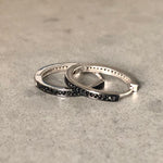 Hoop Earrings with Small Pave-set Stones Silver Large Black