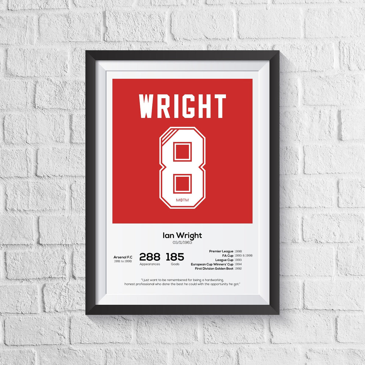 Ian Wright Legend Stats Print A0 - 841mm x 1189mm