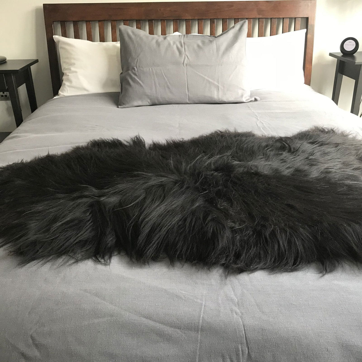 Icelandic Natural Black Eco Sheepskin Rug 100% Undyed