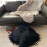 Icelandic Sheepskin Natural Long Natural Black Cushion Square Double Sided