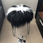 Icelandic Sheepskin Roundie Seat Cover Natural Black and White 35cm
