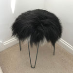 Icelandic Sheepskin Roundie Seat Cover Natural Black and White 35cm