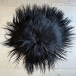 Icelandic Sheepskin Roundie Seat Cover Natural Black Long Fur 35cm