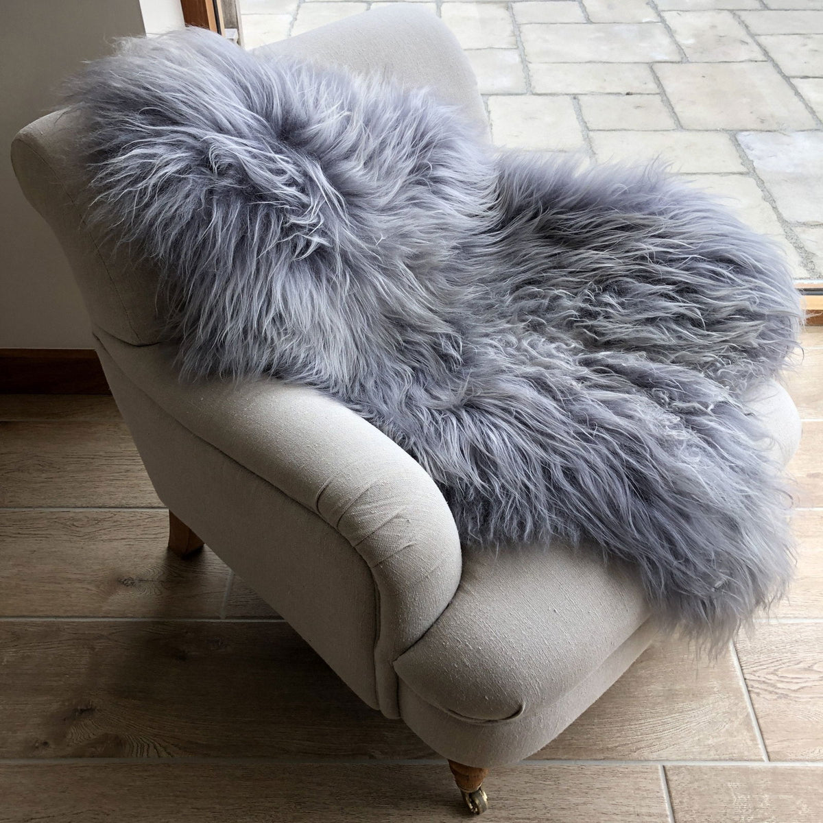Icelandic Sheepskin Rug Cool Grey Long Fur Throw