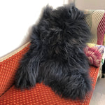 Icelandic Sheepskin Rug Long Fur Dark Graphite Grey