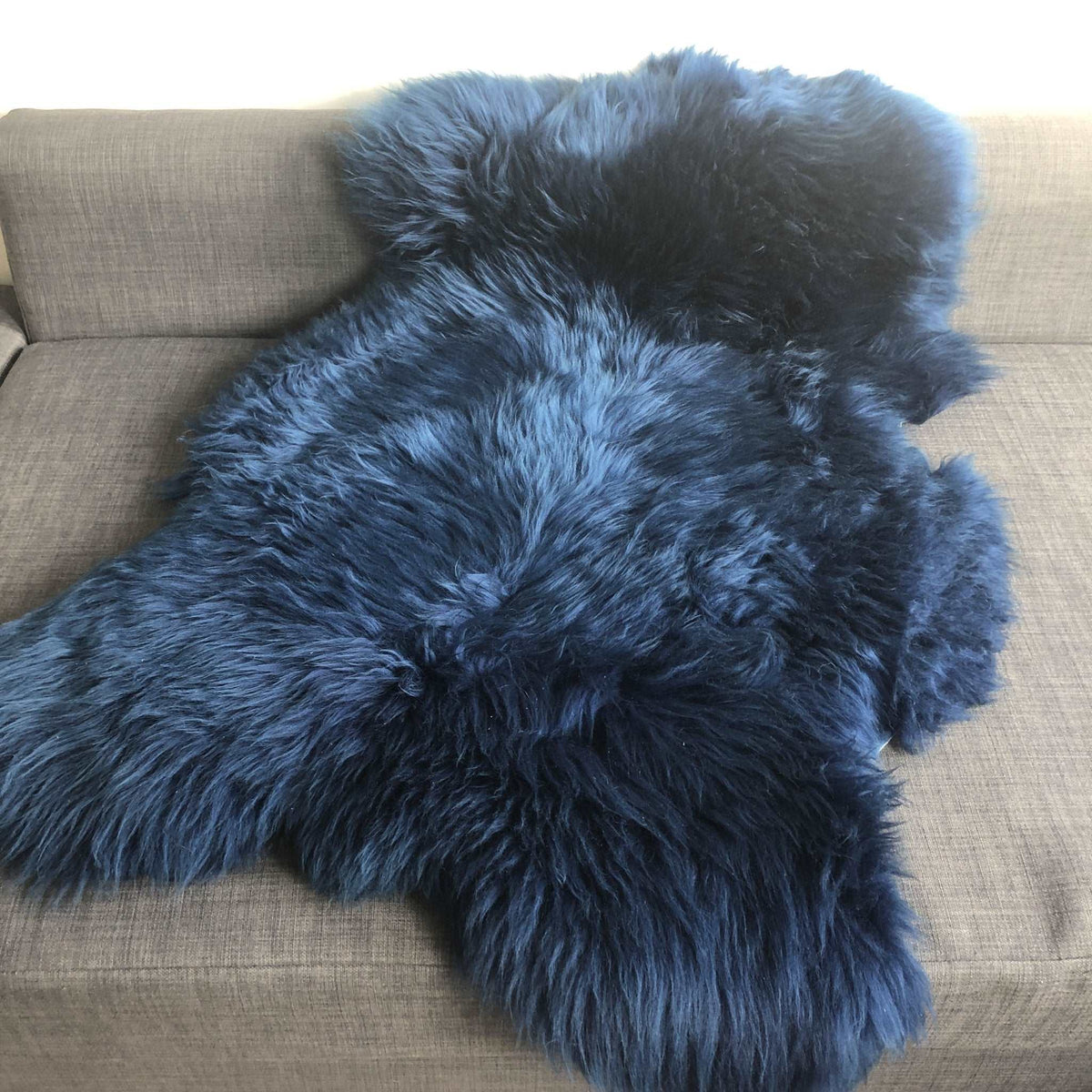 Icelandic Sheepskin Rug Rich Navy Blue | Fleece Throw | Scandi Decor | Wildash London