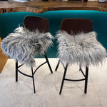 Icelandic Sheepskin Square Long Fur Seat Cover 37cm Natural Grey