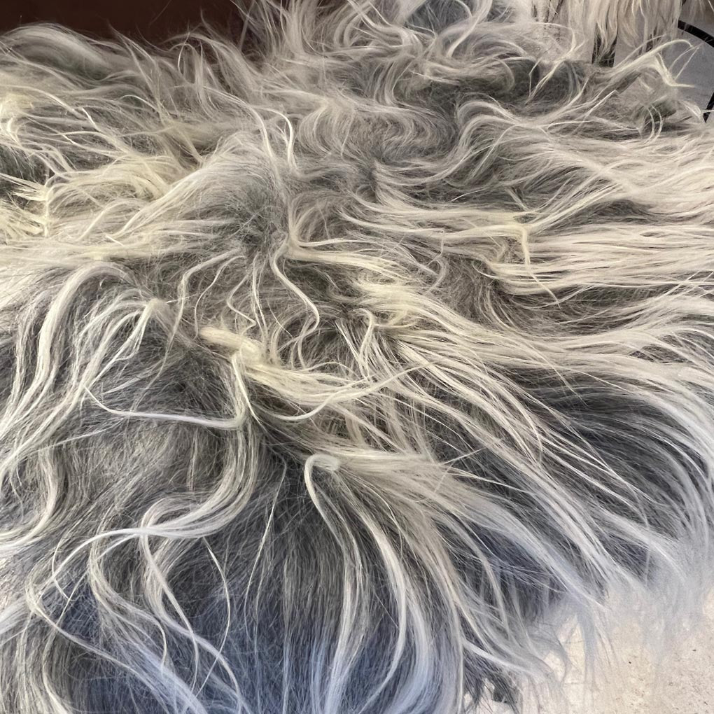 Icelandic Sheepskin Square Long Fur Seat Cover 37cm Natural Grey