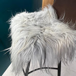 Icelandic Sheepskin Square Long Fur Seat Cover 37cm Natural Grey