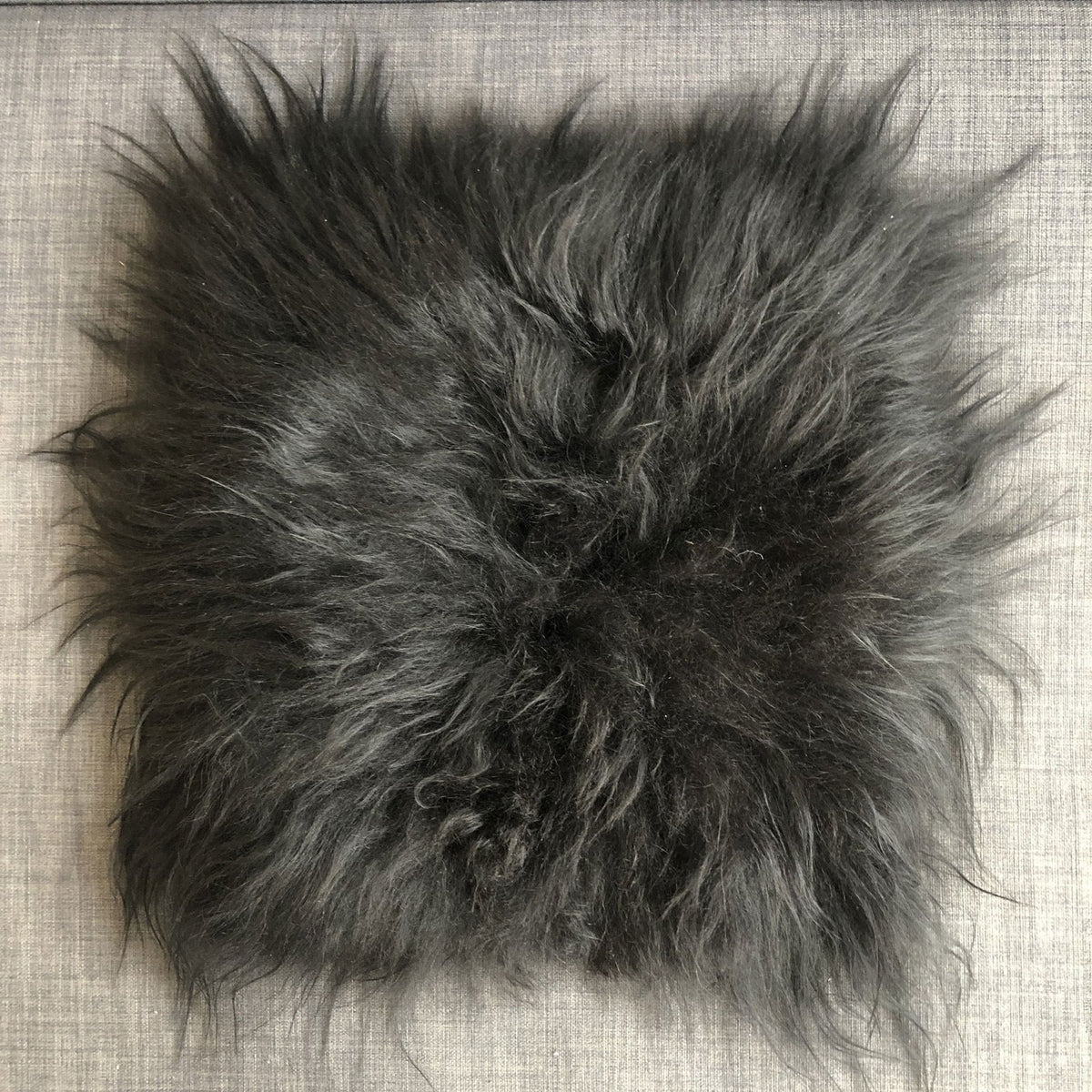 Icelandic Sheepskin Square Seat Cover 37cm Long Fur Natural Black