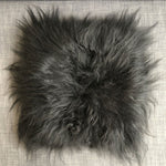 Icelandic Sheepskin Square Seat Cover 37cm Long Fur Natural Black