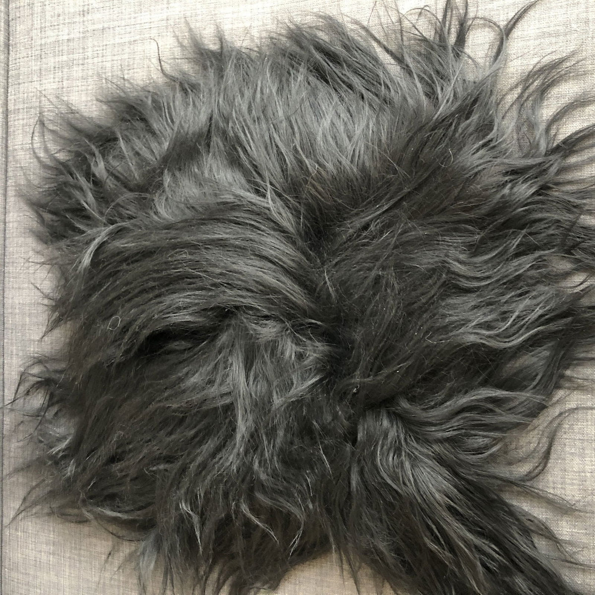 Icelandic Sheepskin Square Seat Cover 37cm Long Fur Natural Black