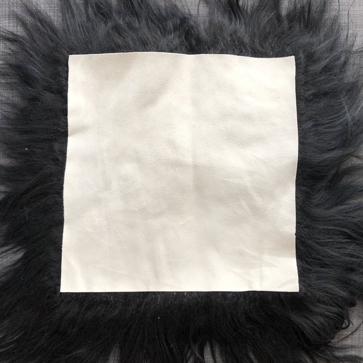 Icelandic Sheepskin Square Seat Cover 37cm Long Fur Natural Black