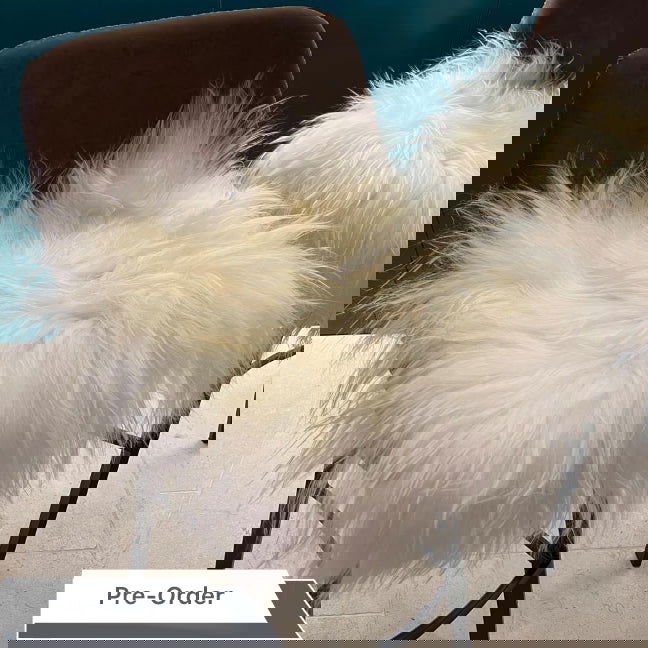 Icelandic Sheepskin Square Seat Cover 37cm Long Fur Natural White