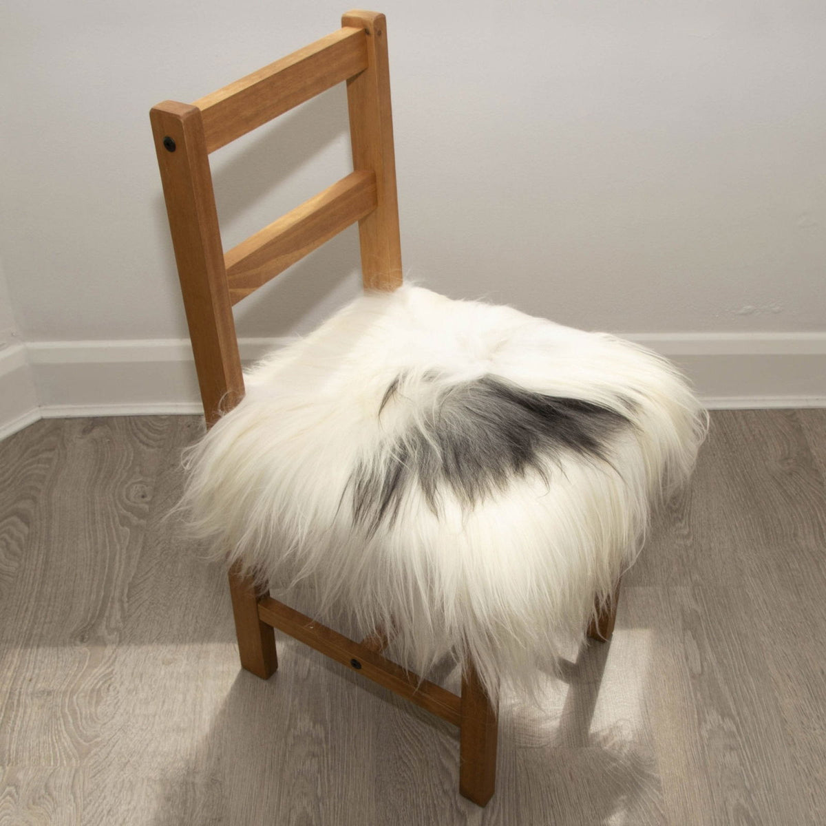 Icelandic Sheepskin Square Seat Cover 37cm White & Natural Grey