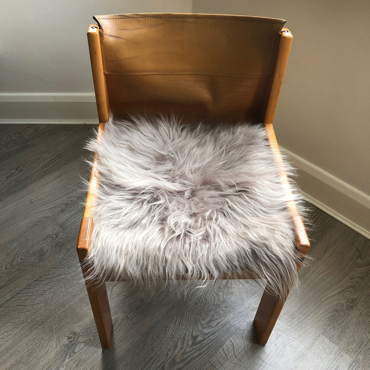 Icelandic Sheepskin Square Seat Cover Dove Grey