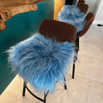 Icelandic Sheepskin Square Seat Cover | Duck Egg Blue Long 37cm