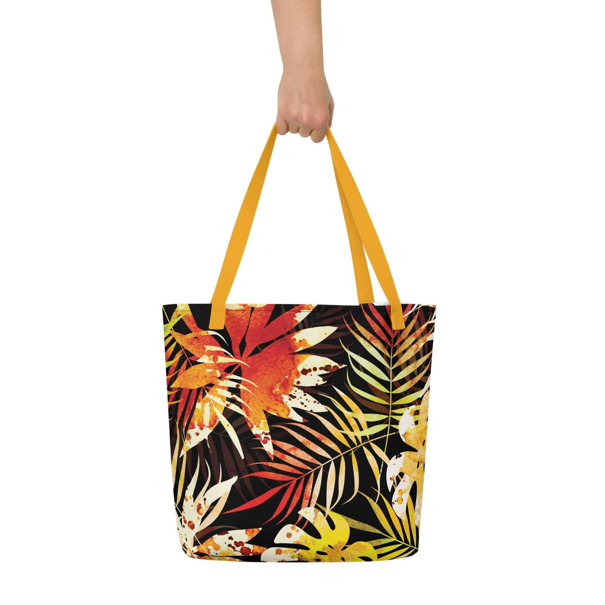 Icespheric Automn Fall All-Over Print Large Tote Bag with Pocket Yellow