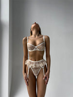 IDYLLIC White Fishnet 3 Piece Lingerie Set