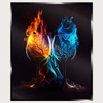 Illuminated Wall Art - Fire and Ice Wine Glasses