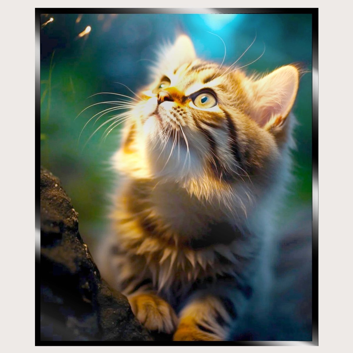 Illuminated Wall Art - Kitten Looking Up