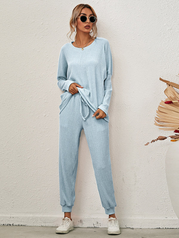 Women's Long-Sleeved Loose Loungewear Set Sky blue azure