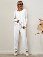 Women's Long-Sleeved Loose Loungewear Set Raw white off white