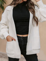 Women's Suit Collar Long Sleeve Knitted Cardigan Jacket