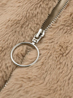 Women's Casual Zipper Cardigan Plush Warm Jacket