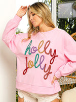 Women's Holly Jolly Christmas Sweatshirt in Pink or White
