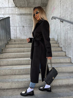 Women's Simple Long-Sleeved Lapel Button Slit Woolen Jacket