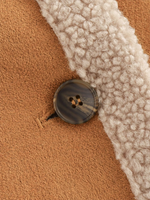 Women's Retro Lapel Loose Faux Suede Shearling Coat in Tan Brown