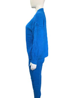 Women's Fashion V-neck Solid Colour Suit Sweater & Knitted Pants