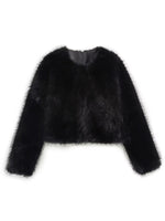 Women's Faux Fur Cropped Jacket Black