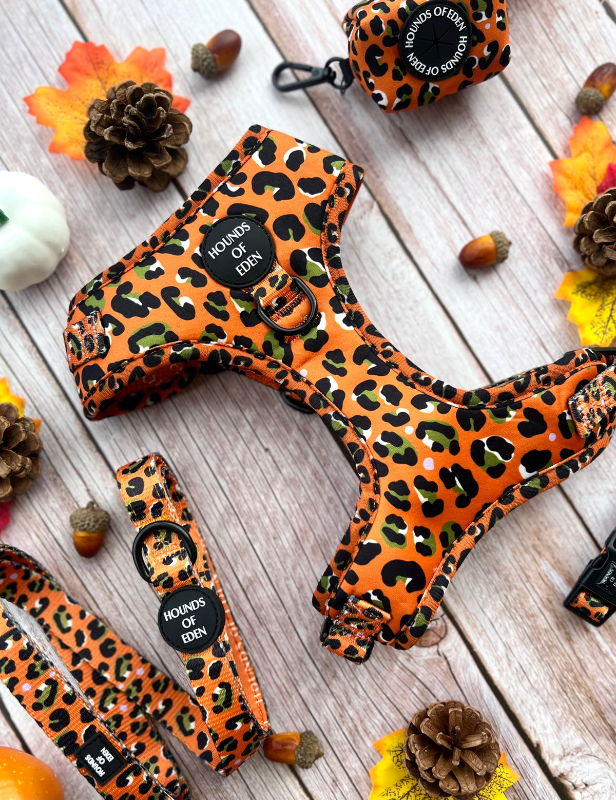 Burnt Orange Leopard Design Dog Harness