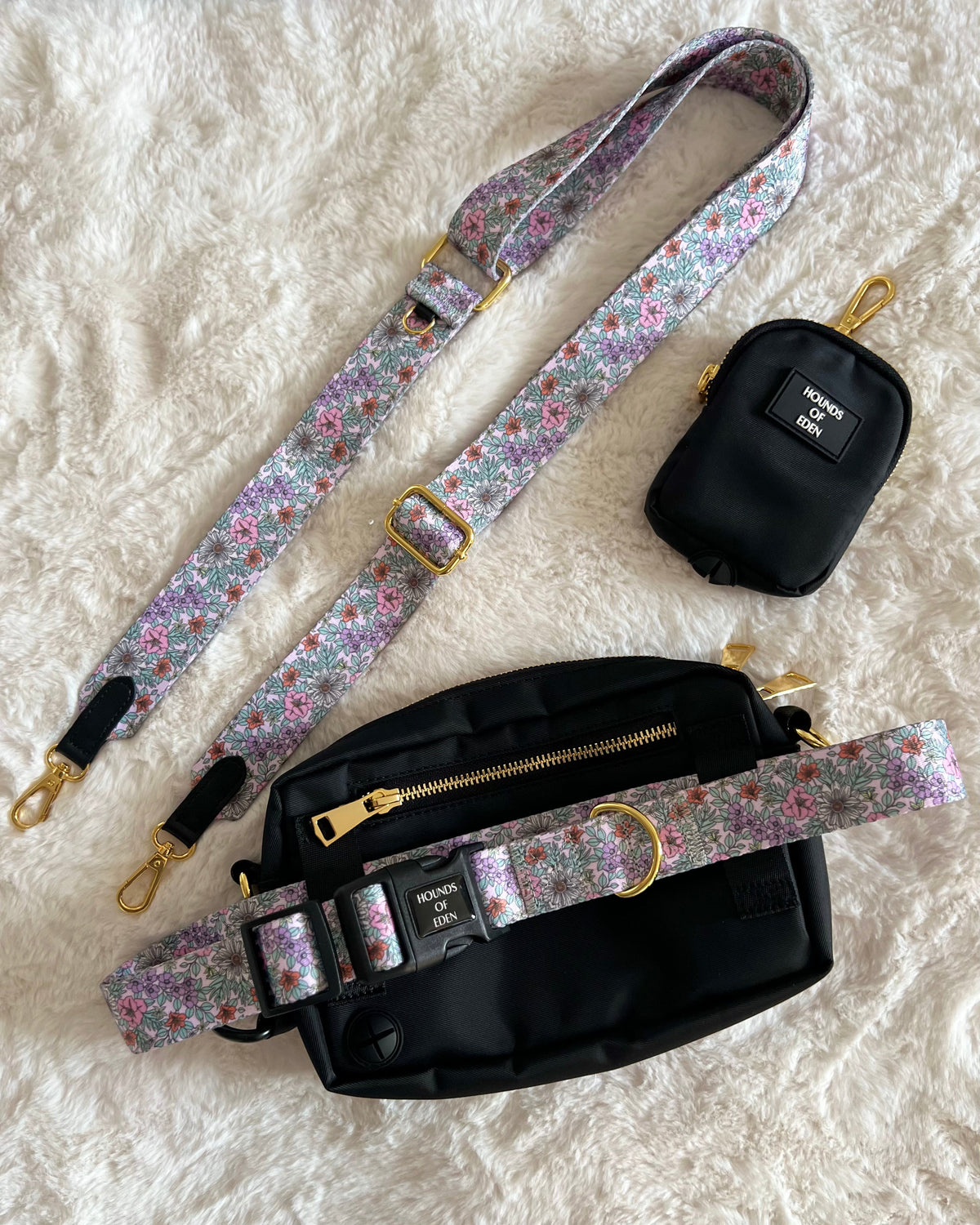 Ulti-Mate Dog Walking Bag - Black - Gold Hardware - Bag Only