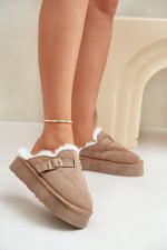 Imitation Suede Thick Sole Slippers | Step in Style beige