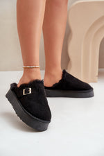 Imitation Suede Thick Sole Slippers | Step in Style black
