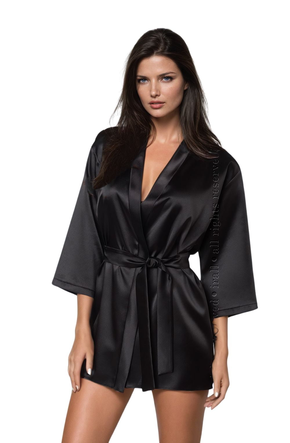 Irall Aria Short Satin Dressing Gown Navy