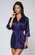 Irall Cleopatra Satin Chiffon Dressing Gown Black