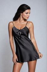 Irall Cleopatra Satin Chiffon Dressing Gown Black