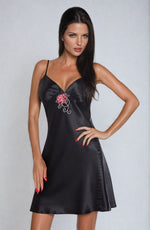 Irall Cleopatra Satin Chiffon Dressing Gown Black