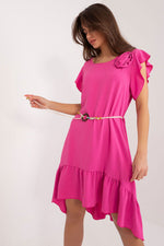 Italy Moda Flared Asymmetrical Day Dress pink one-size-fits-all