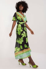 Italy Moda Summer Frilled Daydress Envelope Neckline Pleated Bottom