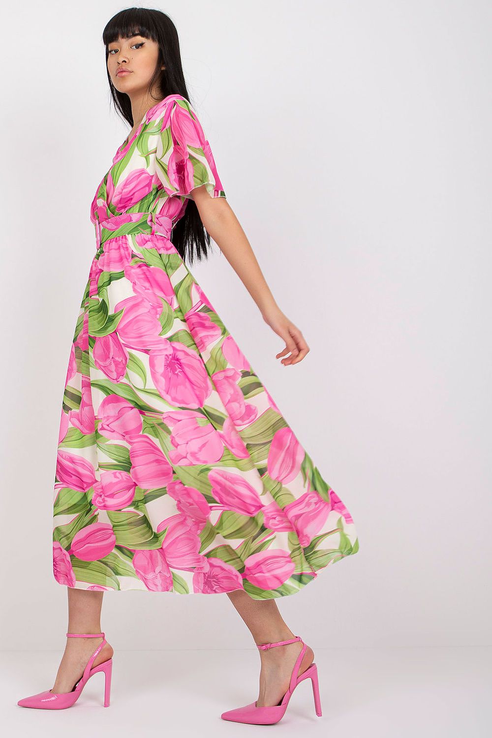 Italy Moda Summer Frilled Daydress with Envelope Neckline