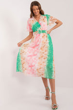 Italy Moda Summer Frilled Daydress with Envelope Neckline multicolor one-size-fits-all