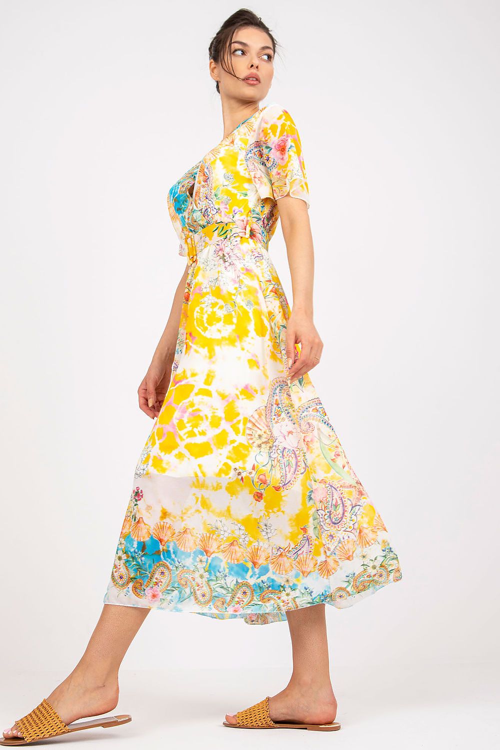 Italy Moda Summer Frilled Daydress with Envelope Neckline