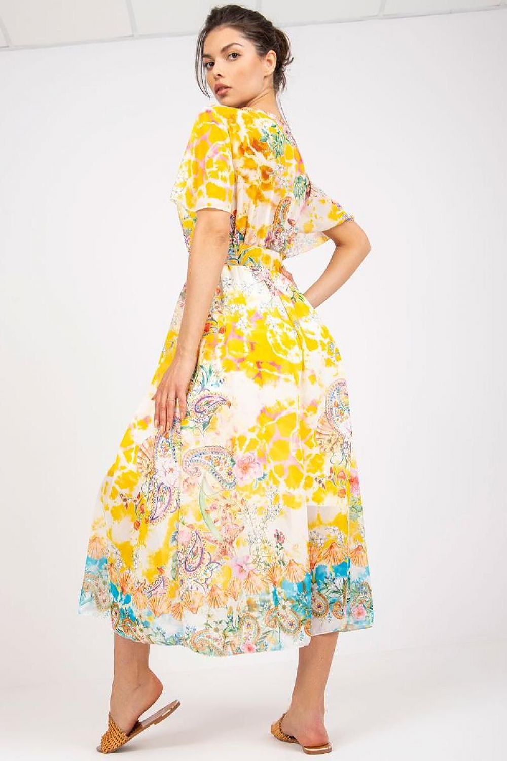 Italy Moda Summer Frilled Daydress with Envelope Neckline